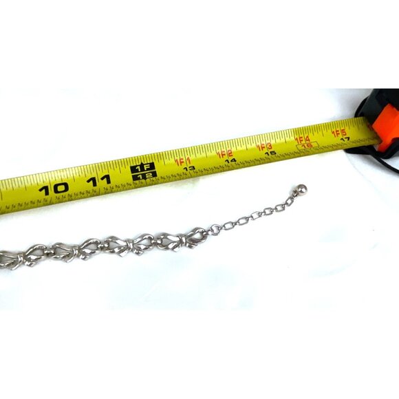 Trifari  Vintage Silver-Tone Interlocking Bow Chain Necklace Adjustable Lobster - Picture 6 of 6